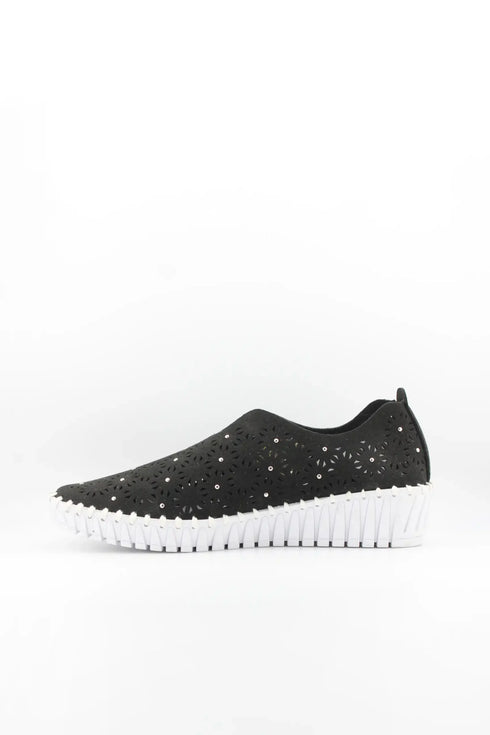 Bernie Mev Laser-Cut Slip-On Wedge Sneakers
